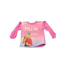 JoJo Siwa Long Sleeve Pajama Top, 'Follow Your Dreams' Pink & Purple, Size S